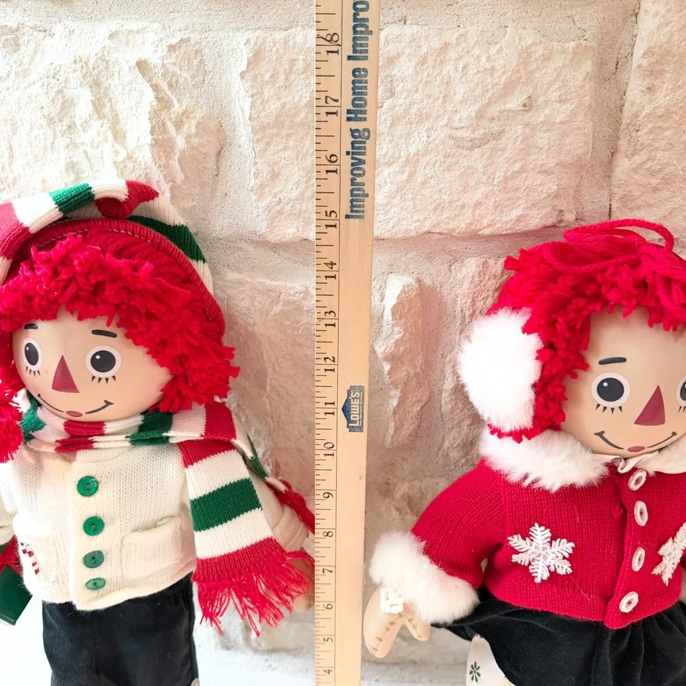 Vintage Raggedy Ann‎ and Andy Christmas Porcelain Dolls Holiday Outfits 15